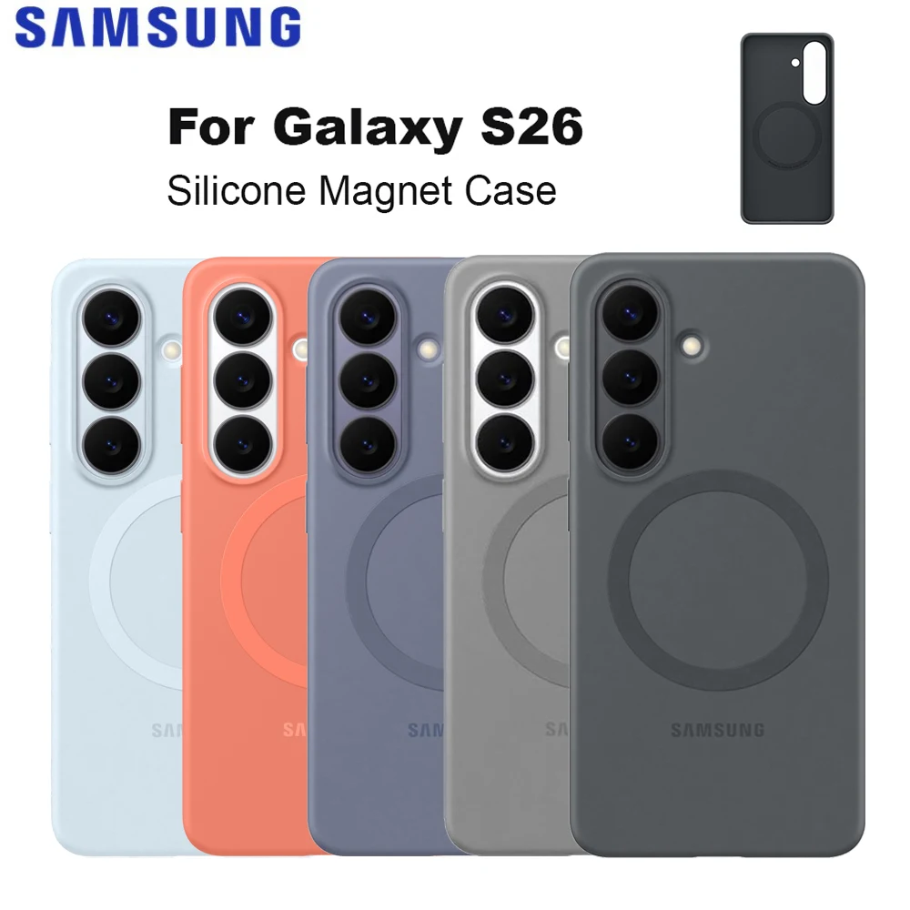 Oryginalne silikonowe etui magnetyczne Samsung do telefonu Galaxy S26 z magnetyczną osłoną ochronną.