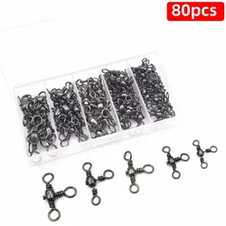 Bottle-shaped three-claw rotary joint, figure-eight ring connector, fishing accessories 80 pcs
