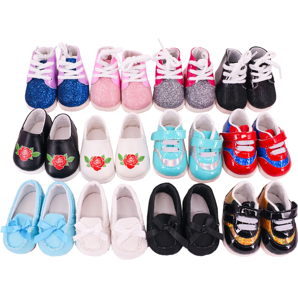 Doll Shoes Boots Handmade Plush Boots 7Cm Shoes For 18 Inch American&43Cm Baby New Born Doll Accessories Our Generation Girl`Toy