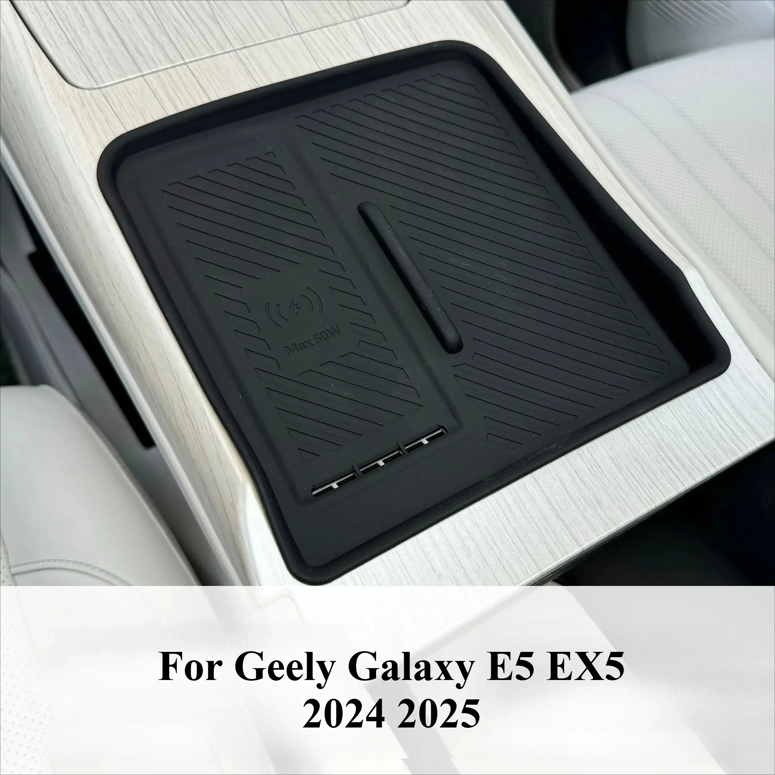 Center Console Wireless Charging Silicone Pad Phone Charger Protector Dustproof Anti-slip Mat For Geely Galaxy E5 EX5 2024 2025