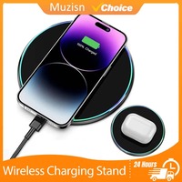 Induction Fast Charging Pad Dock Station For Samsung S23 S22 Xiaomi Huawei 2 in 1 Wireless Charger For iPhone 12-16 Pro Max