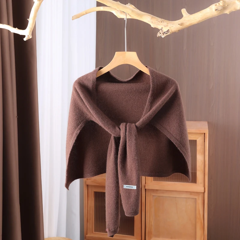 

Women's 100% Merino Wool Knitted Shawl Four Seasons Universal Shoulder Neck Protection Warm Comfortable Fashion Accessory