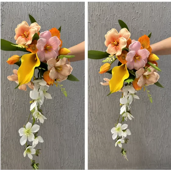The new photo studio holds the flower certificate and holds the flower garden live broadcast room, yellow calla lily color holdi
