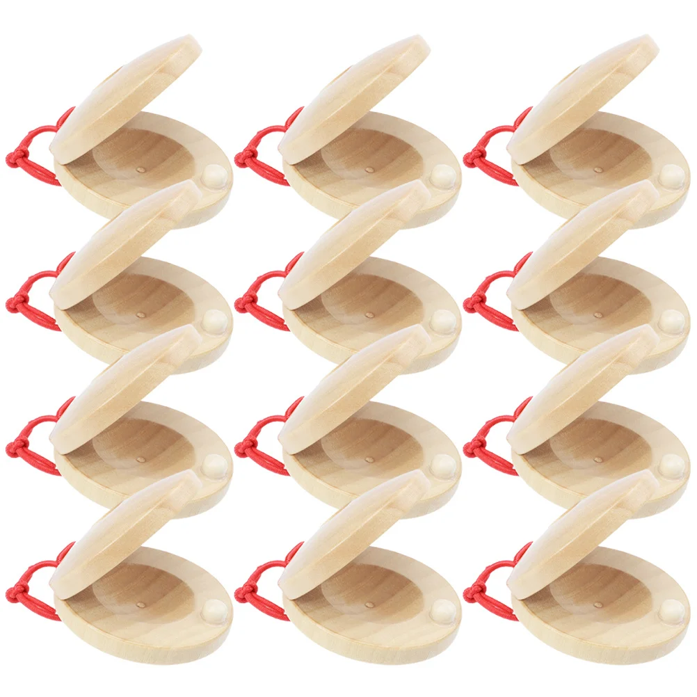 

12 Pcs Musical Instrument Wooden Castanets Instruments Rhythm Percussion Finger