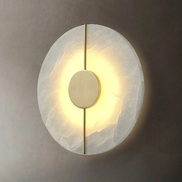 

Spanish natural marble wall lamp round light luxury wall lamp indoor bedroom bedside villa courtyard lamp