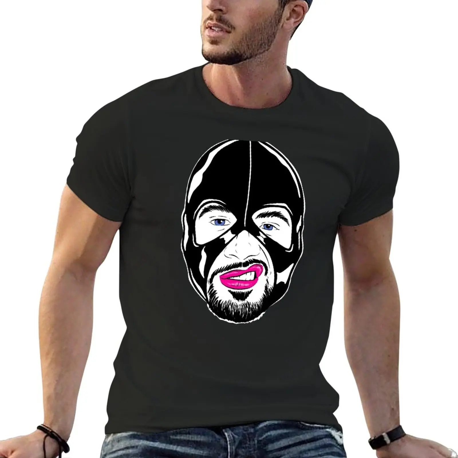 Facekini Black Rubber, pink lips T-Shirt black t shirts custom t shirts cute clothes summer tops heavy weight t shirts for men