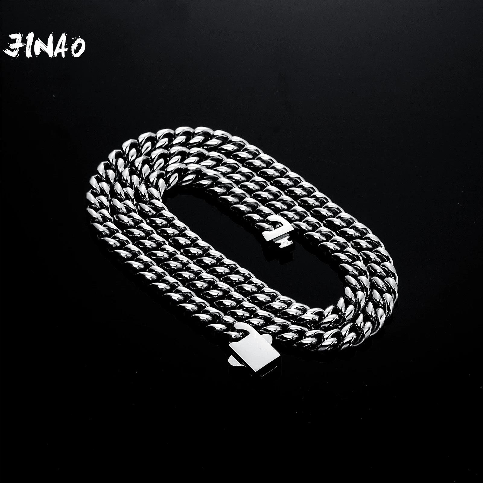 JINAO 2021 New 6 mm 10 mm 12 mm 14 mm  High Quality Stainless Steel Cuban Bracelets and Necklaces Gift For Men