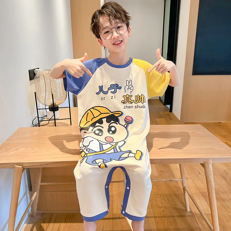 

Crayon Shin-Chan Short Sleeve Onesie Pajama Romper Breathable Summer Cartoon Loungewear Cute Anime Birthday Gift for Boys Girls