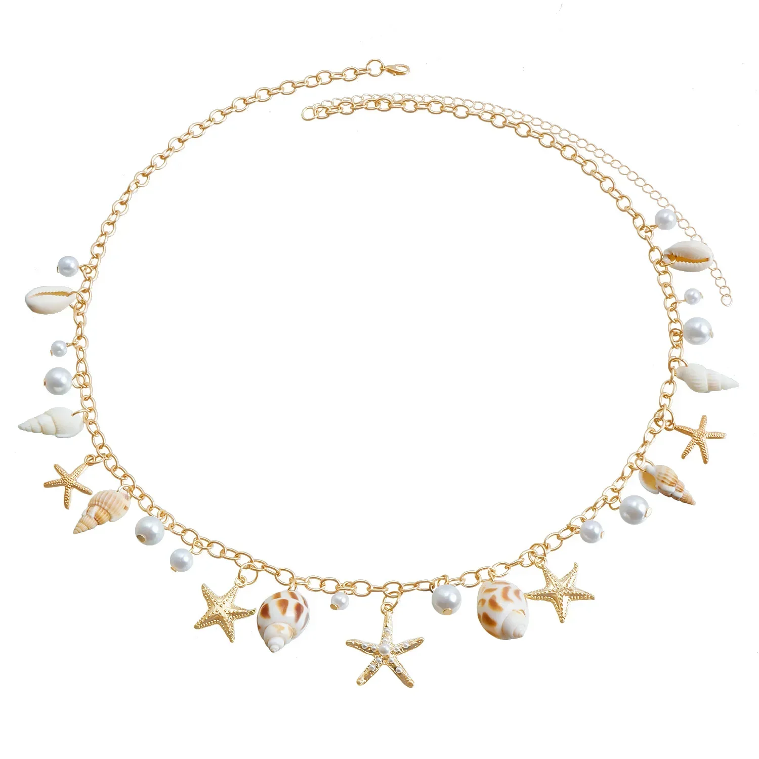 Hot Selling Monolayer Starfish Shell Pendant Hollow Out Alloy Waist Chain Beach Bikini Body Chain