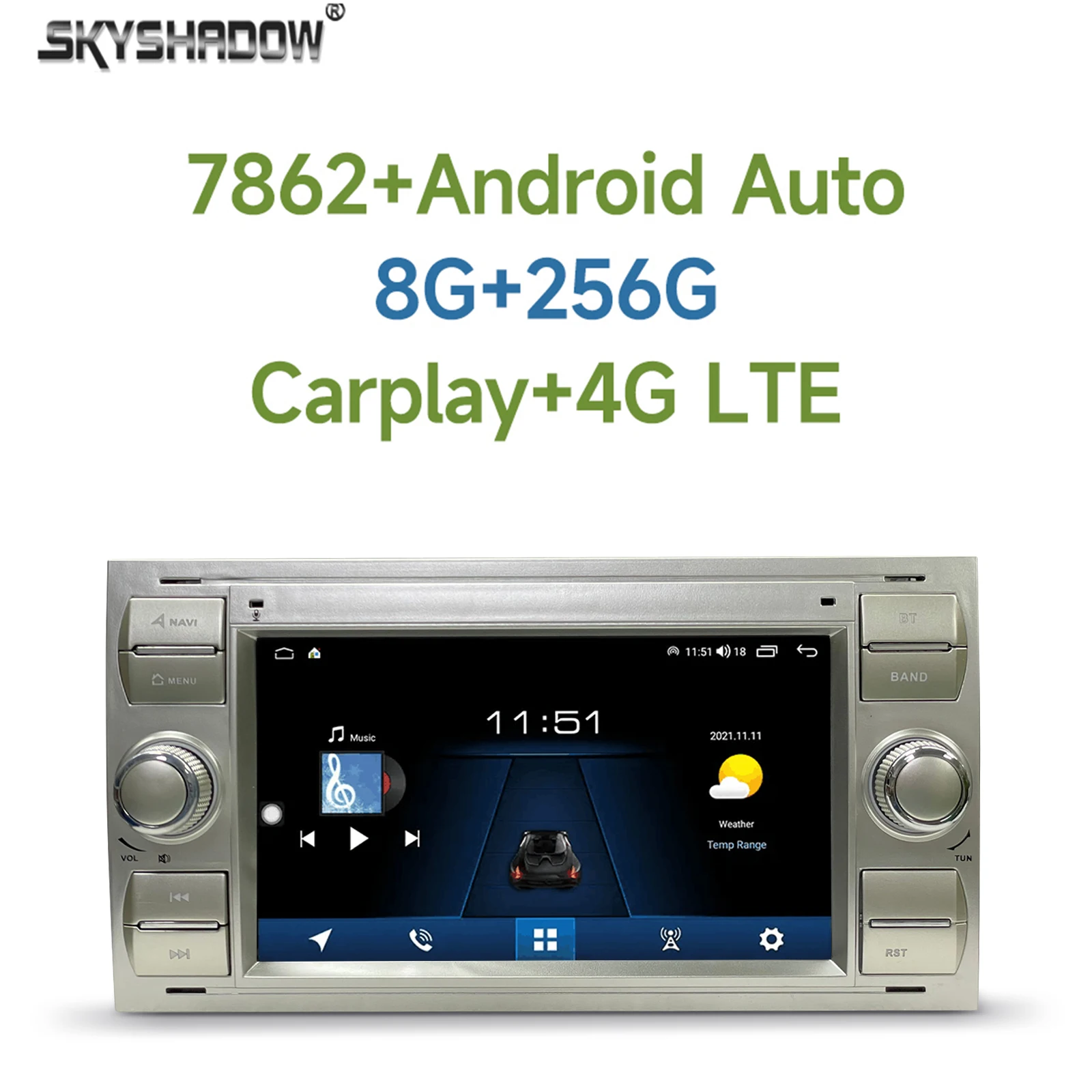 Reproductor de coche IPS 12G+256G Carplay Auto Android 13.0 con GPS, mapas, WIFI, Bluetooth, radio RDS para Ford Fusion C MAX S Focus Mondeo Kuga