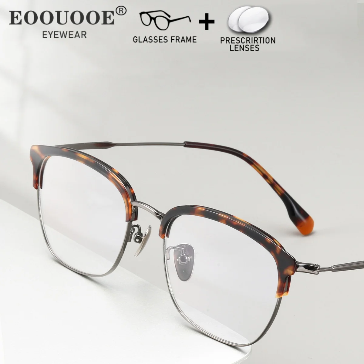 

Сверхлегкая оправа для очков из чистого титана для мужчин, ретро-стиль, с диоптриями, УФ-защитой, прогрессивными мультифокальными линзами, на заказ