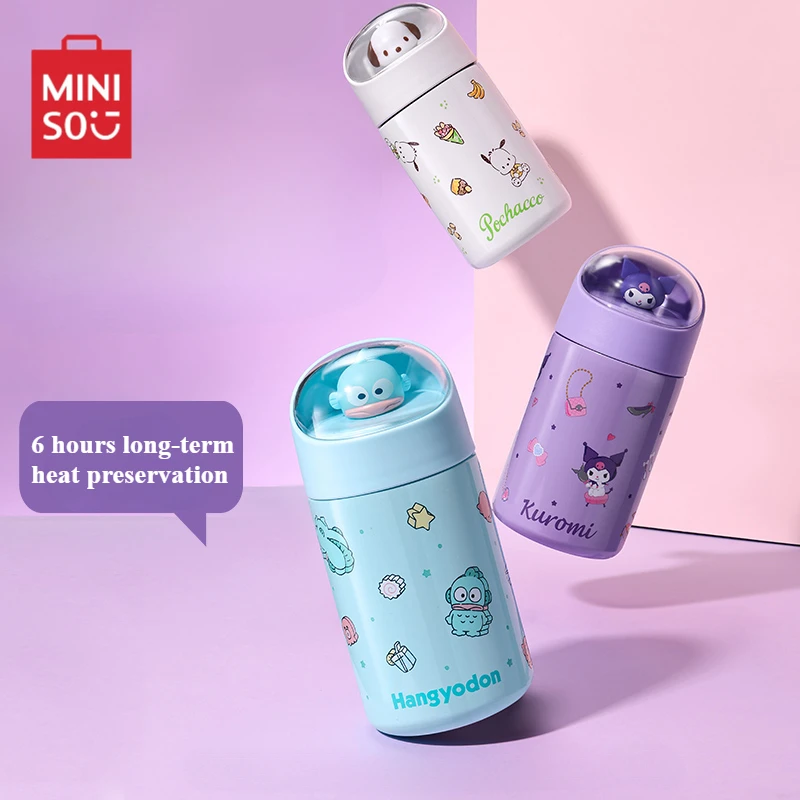 MINISO Sanrio Characters Thermos Cup Outdoor Portable Water  Cute Cartoon Children's Toy Hello Kitty Hangyodon Birthday Gift