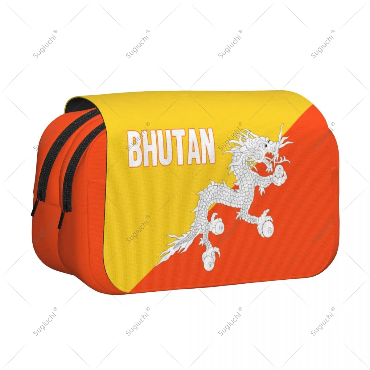 Pencil Case Scissors Bags 3D Bhutan Flag Double-layer Oxford Cloth Stationery Storage Pen Box Case