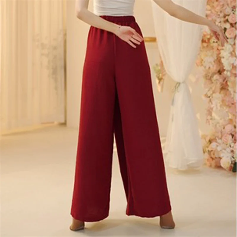 Women Modern Dance Pants Polyester Soft Dancing Wide Leg Pant Training Classical Elegan Performance Belly Dance Costume Trousers