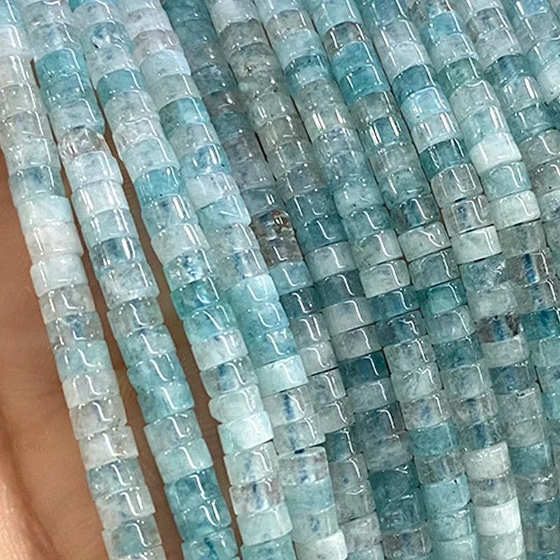 2x4MM Rondelle Natural Stone Aquamarine Chalcedony Loose Abacus Spacer Beads for Jewelry Making DIY Bracelet Charms Accessories