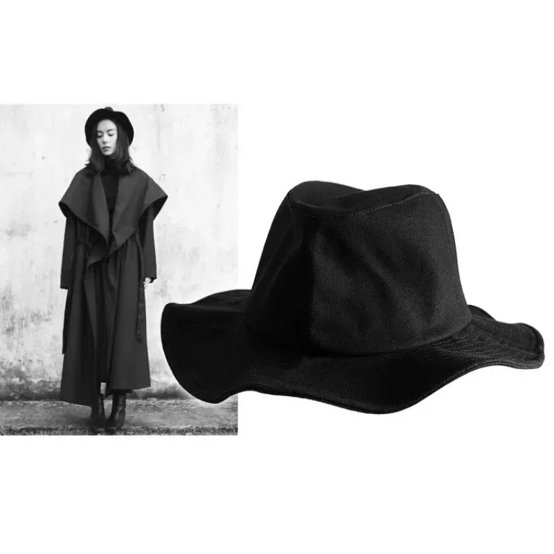 New Japanese Designer Big Head 62cm Bucket Hats Men Wide Brim Sunscreen Sun Hat High Quality Breathable Panama Party Show Cap view 6