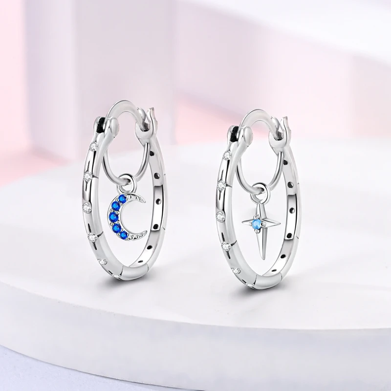 925 Sterling Silver Rainbow Zircon Women's Hoops Earrings Fit Earrings Women Drop Earring For Anniversary Wedding Jewelry Gifts - view 4