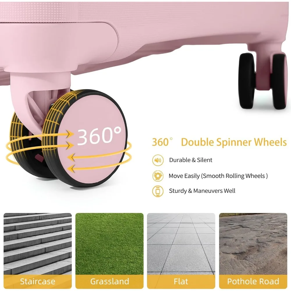 3 Piece Hardside Spinner Luggage Set with TSA Lock for Women - Orchid Purple, Carry On Suitcase Set