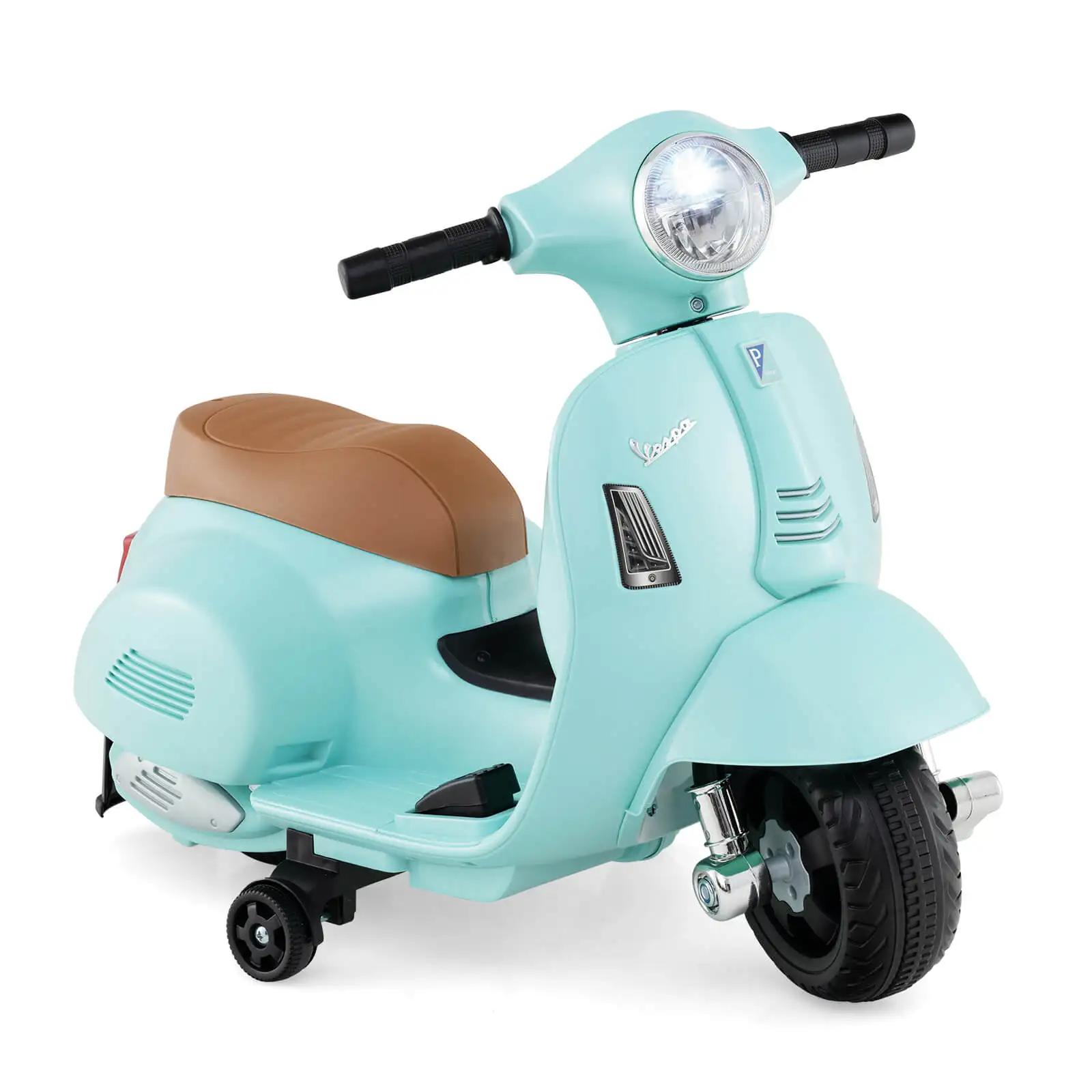 I bambini viaggiano in moto con ruote da allenamento clacson per fari batteria da 6V