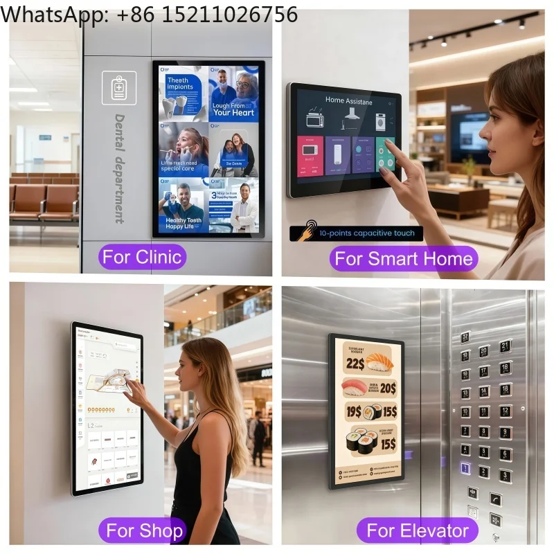 Android 14 All in One 21.5 23.6 24 32'' Lcd Capacitive Touch Screen Advertising Display Smart Display Wall Mount Digital Signage