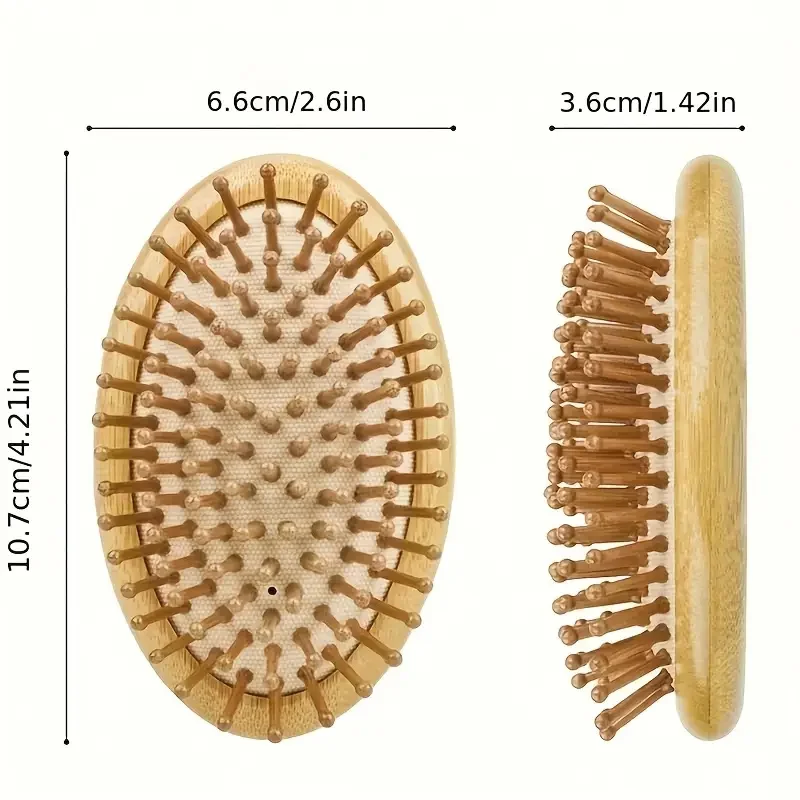 Natural Bamboo Air Cushion Massage Comb Oval-Shaped Air Cushion Combs Anti-Static Scalp Straightener Combs Hair Styling Tool
