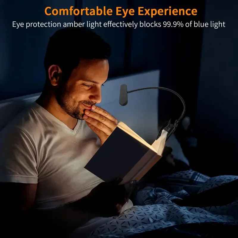 Rechargeable Book Light for Reading in Bed, Eye Caring Dimmable Small Lightweight Clip On Book Reading Light for Studying image 5