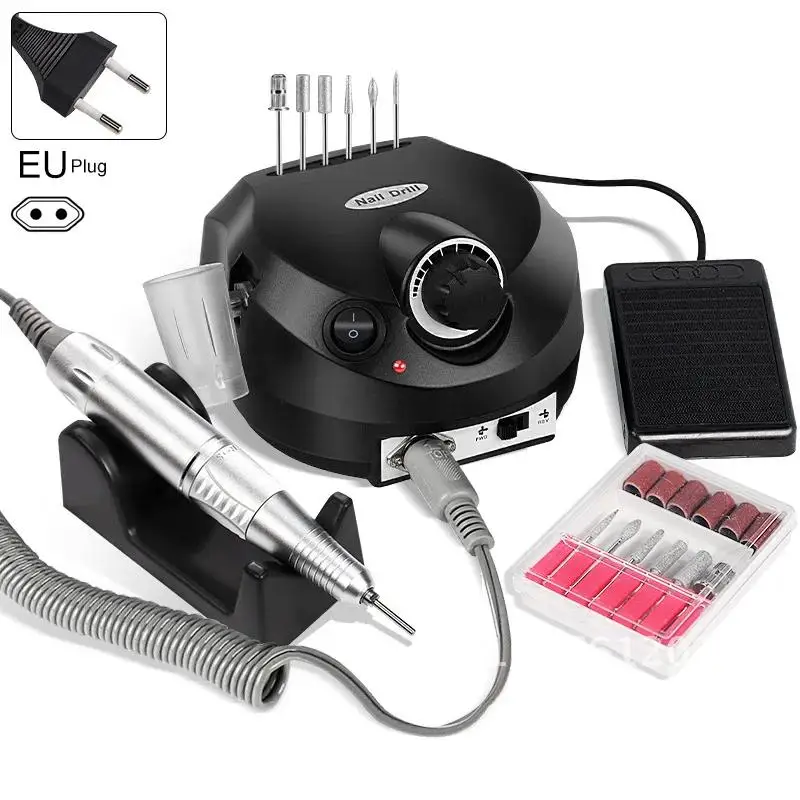 Bor Kuku Elektrik 35000RPM Mesin Manikur Profesional Set Sander Kuku Mata Bor Kuku Peralatan Pemoles Salon Kuku Portabel