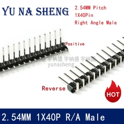 10pcs 2.54mm 1*40P 1X40P 90 Degree Right Angle Single Row Male Pin Header Positive/Reverse PCB Board Connector Pinheader 40Pin