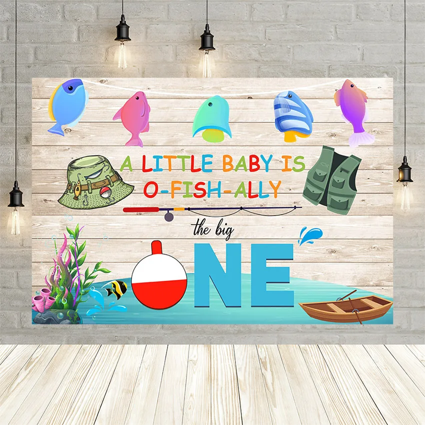 Mehofond Welcome Baby 'S 1st Happy วันเกิดการถ่ายภาพฉากหลังฤดูร้อนว่ายน้ำปลาหมวกชาวประมงพื้นหลังเด็กแบนเนอร์