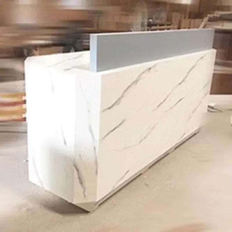 

White Restaurant Front Desk Lectern Pulpit Standing Office Receptionist Shop Counter Cash Register Bar Bureau Shop Furniture