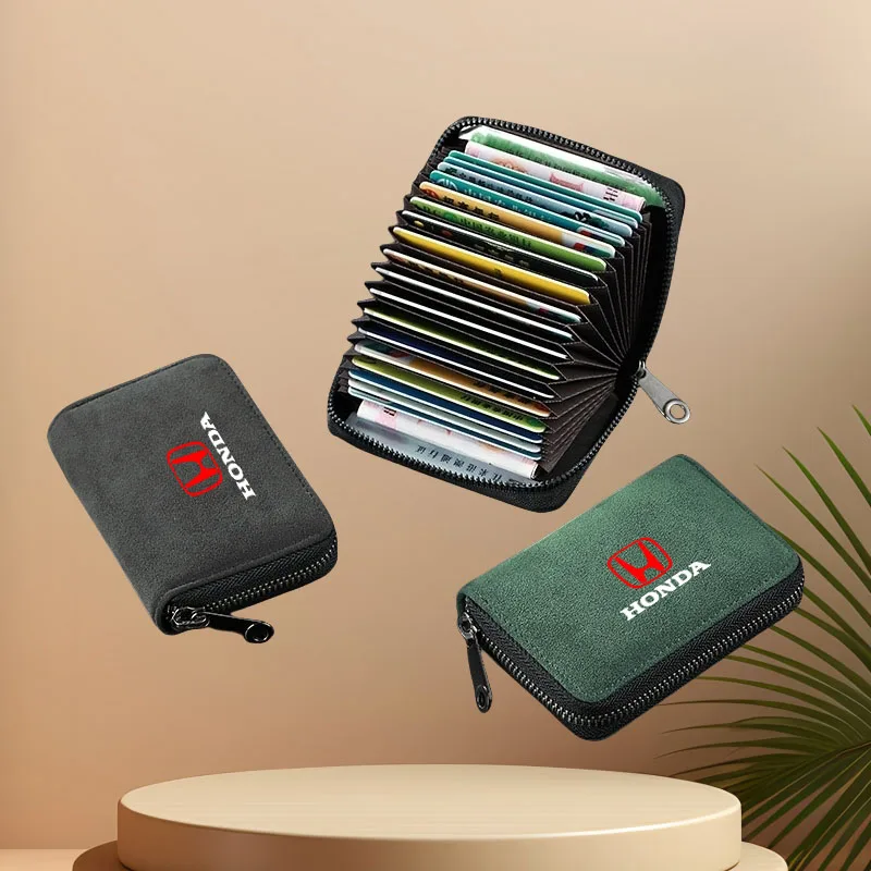 

Car Zipper Purse Fashion Multi-Card Slot ID Card Holder Coin Zipper Purse for Honda CITY CIVIC Mugen XRV CRV URV Fit Pilot Vezel