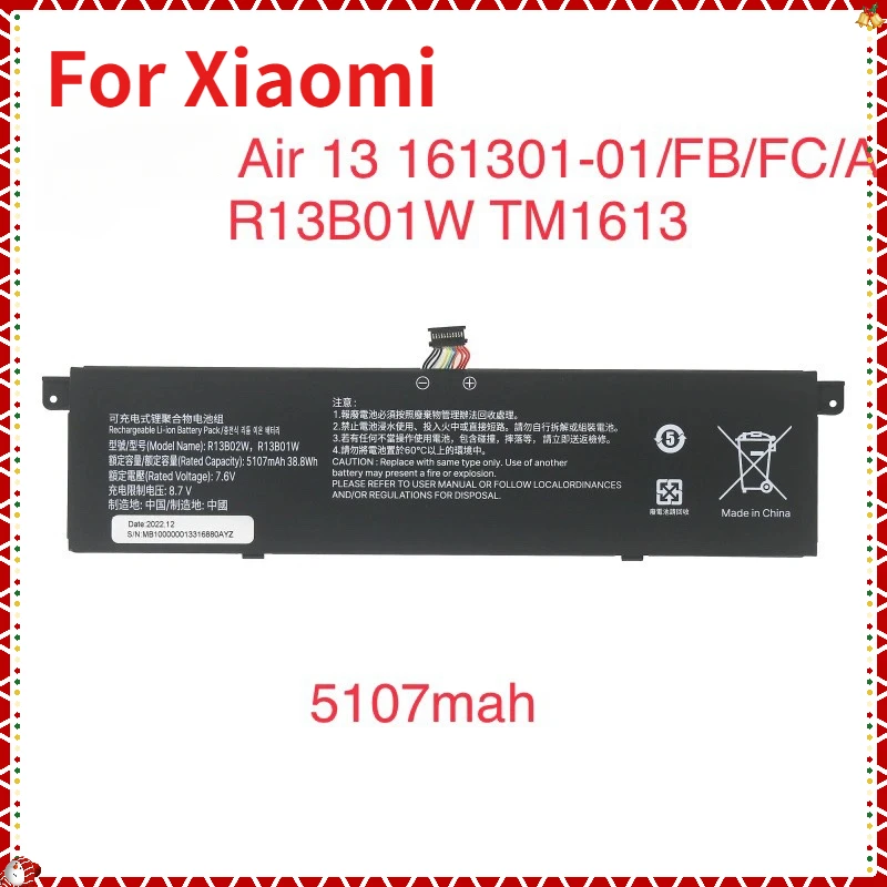 

New R13B01W R13B02W Laptop Battery for Xiaomi Mi Air 13.3" Series Tablet PC 40WH TM161301-01 Laptop Parts & Accessories