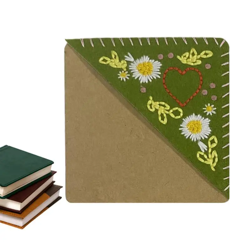 Embroidered Bookmark Corner Felt Page Mark Hand Stitched Triangle Corner Book Mark Corner Page Bookmark For Book Reading Lovers