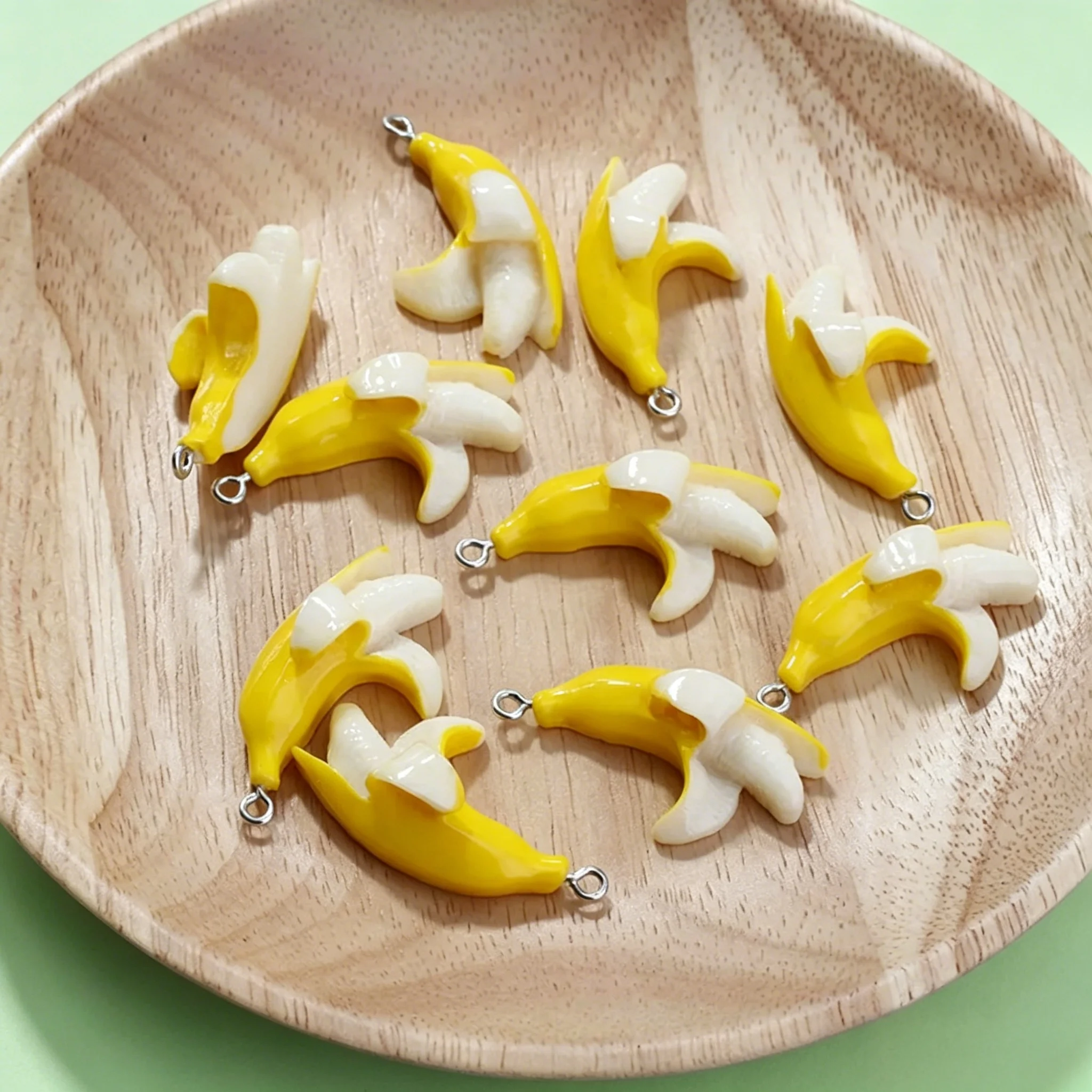 10Pcs Lovely Imitation Peeled Banana Resin Pendants Cute Fruit Charms for Earring Necklace Keychain DIY Craft Jewelry Supplies