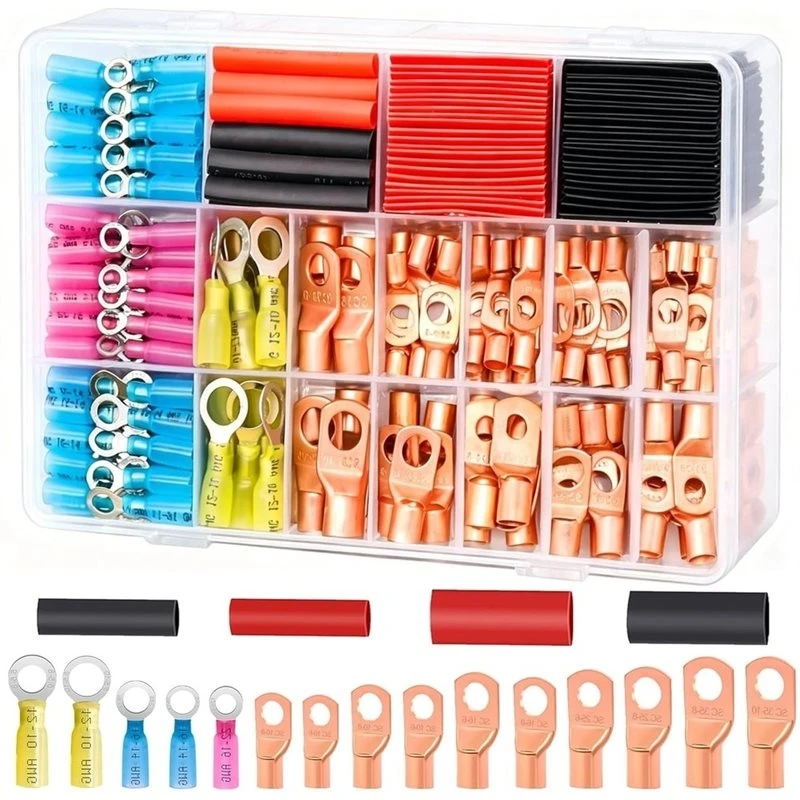 DT19-180-Piece Battery Cable Lug Set With Heat Shrink Tubing