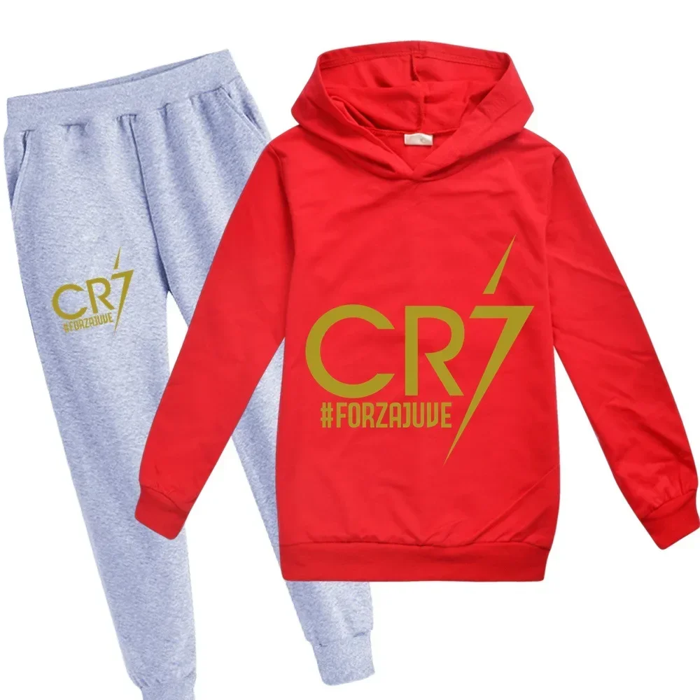 Kid\'s Spring Autumn Football Idol CR7 Clothes Hoodie+Pants Suit Suitable For Sports And Leisure Xmas Birthday Gift ildren