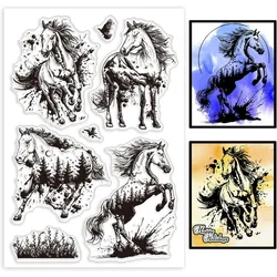Horse Clear Stamps Landscape Silicone Clear Stamp Seals Animal Transparent Stamps for DIY Scrapbooking Cards Making Photo