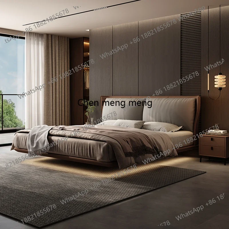 

New arrive Modern Genuine Leather Bed Confortable Nordic Wedding Quality Fashionable Bed Frame Small Family Soft Cama De Casal F