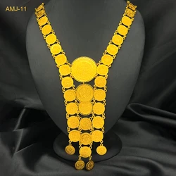Turkey Coin Necklace Jewelry Sets For Women 24K Gold Color Coins Pendant Arabic/African/Dubai Bridal Wedding Jewelry Party Gifts