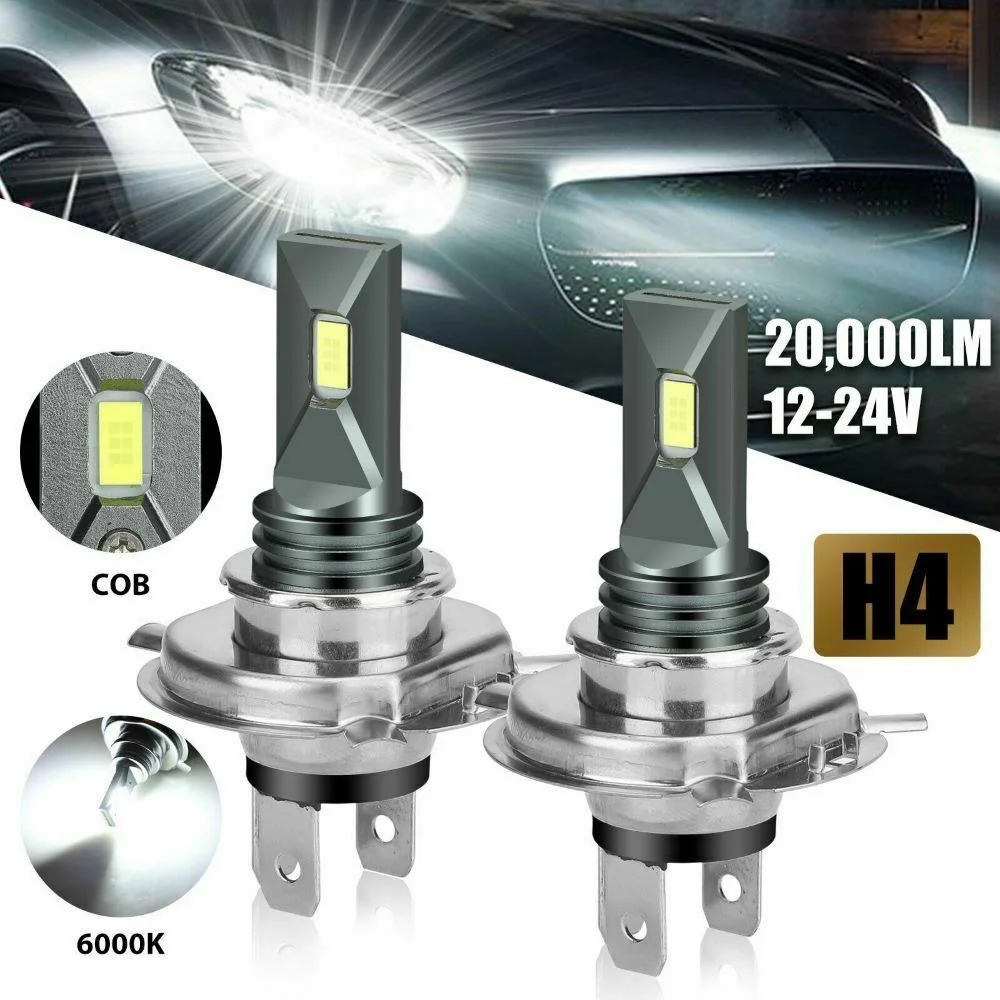 

2pcs H 4 LED 10000LM 6000K Super White Headlight Bulbs Conversion Kit Hi-Lo Beam 80W