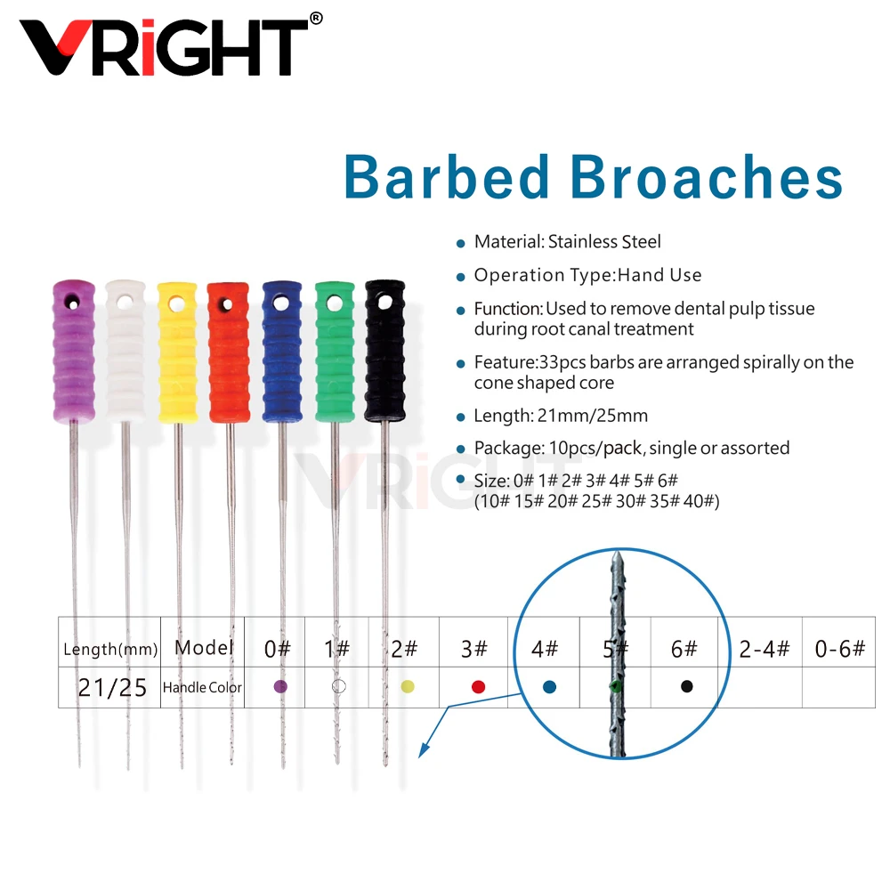 10Pcs/Pcs 0#-6# Dental Barbed Broaches Endodontic Root Canal Cleaning Needles Hand Use Files 21MM/25MM Paste Carriers Dentistry