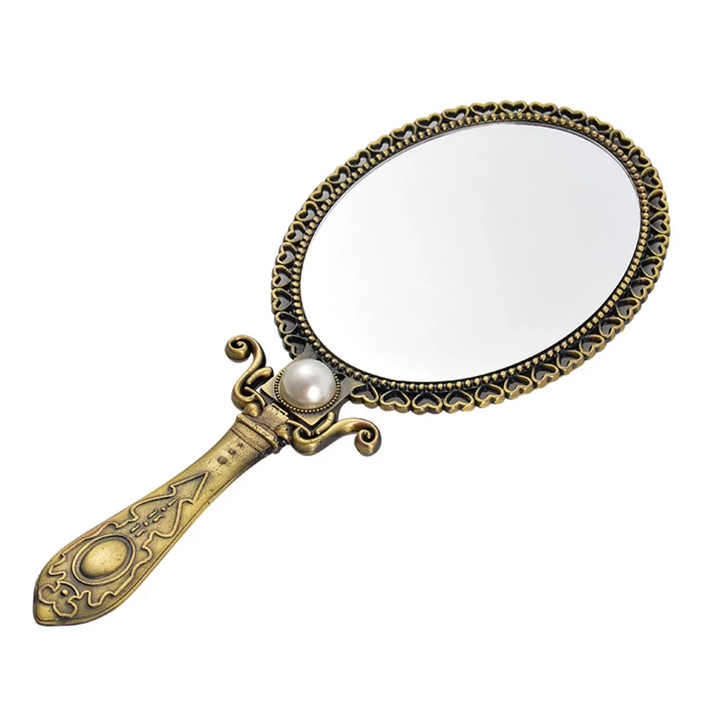 1 stuks draagbare opvouwbare make-upspiegel retro compacte reisspiegel met dubbelzijdig zakformaat
