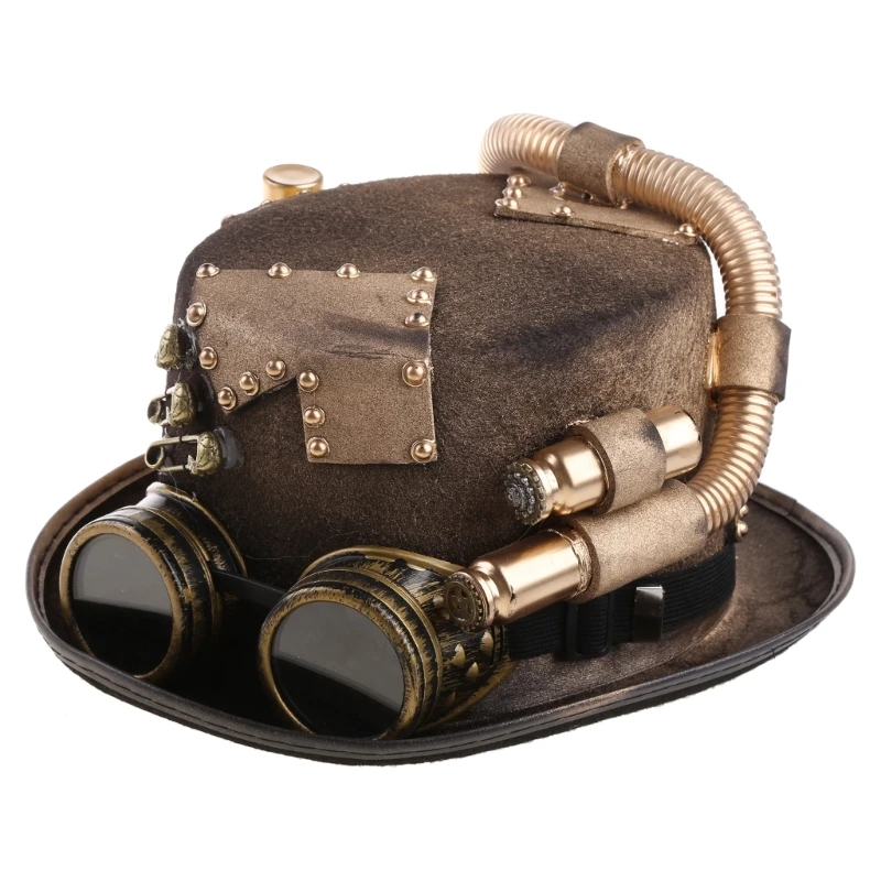 

Steampunk Men Hat With Goggles Gay Top Hat Steampunk Bowler Top Hat Vintage Halloween Top Hat Gothic Carnival Nightclub