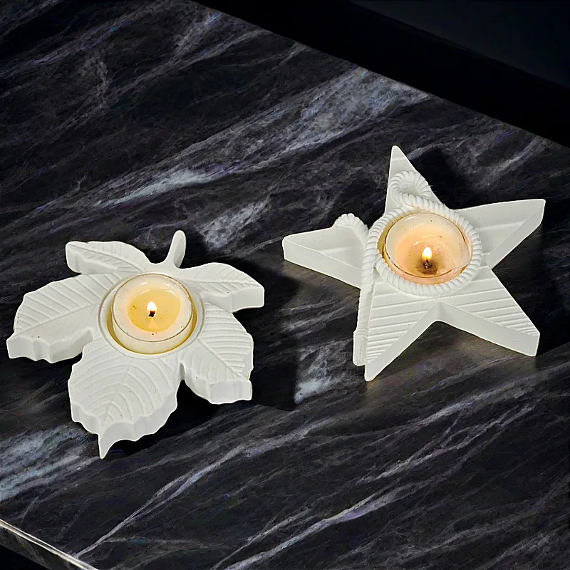 

Maple Leaf Aromatherapy Plaster Candle Holder Silicone Mold Simple Star Tea Wax Base Concrete Cement Mold Candle Making Kit