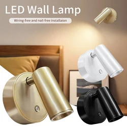 USB Rechargeable LED Wall Light No Wire No Punch Magnetic Spotlight Touch Switch Dimmable 3 Colors 360° Rotation Bedside Lamp