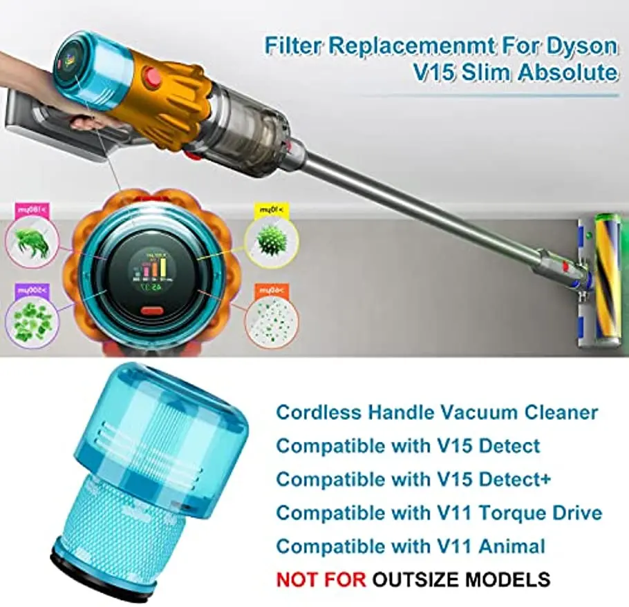 Dyson V15 Hepa 필터 로봇 진공 청소기 액세서리, 세척 가능 감지 진공 필터 교체 부품