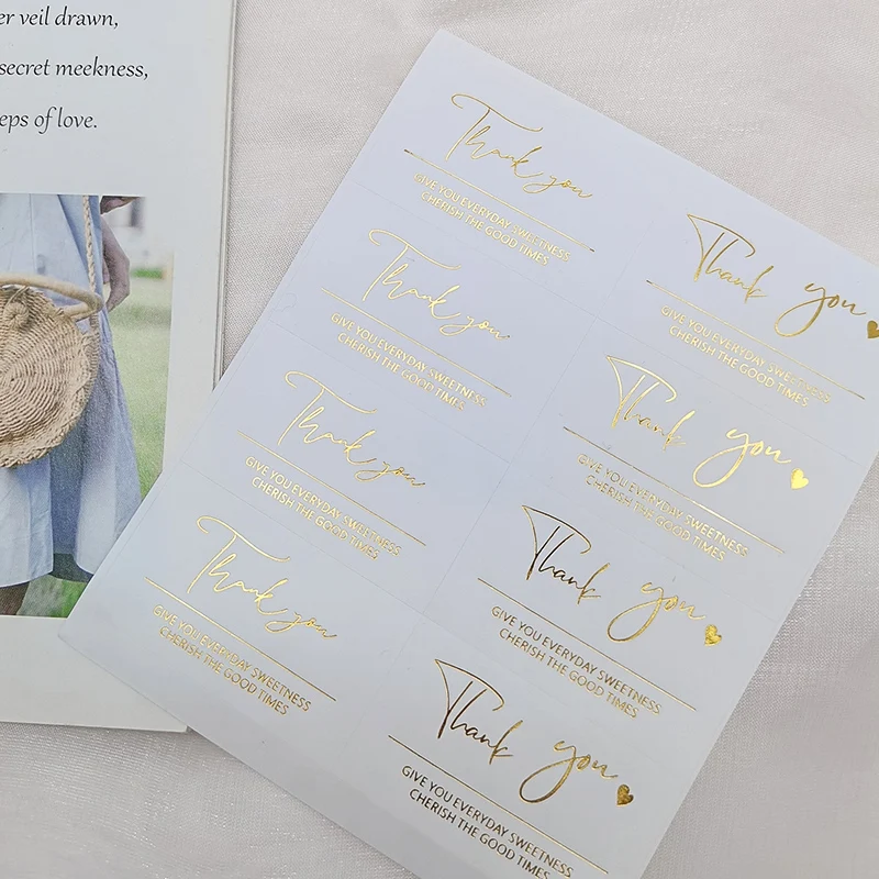 40-120 Buah/Pak Stiker Hitam Putih Terima Kasih 3.5X6CM Label Stiker Harapan Terbaik untuk Anda untuk Label Penyegelan Dekorasi Bisnis Kecil