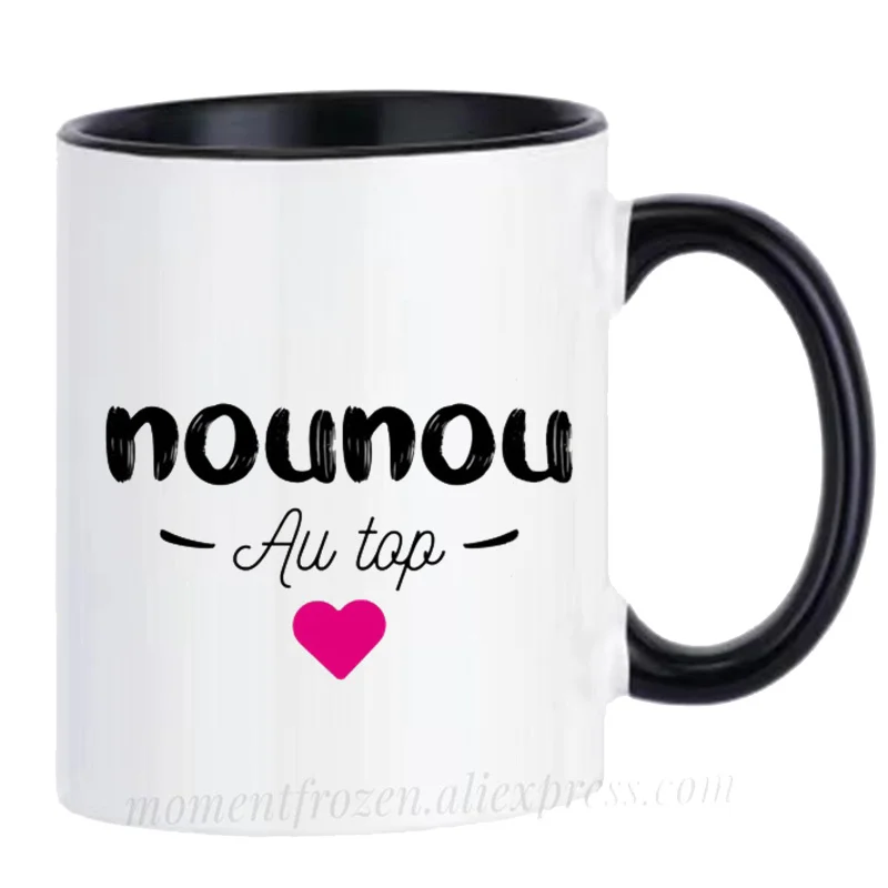 Merci Nounou Mugs Nursing Mother Wet Nurse Nanny Cups Family Home Decal Mom Gifts Ceramic Mum Teaware Coffeeware Mama Drinkware