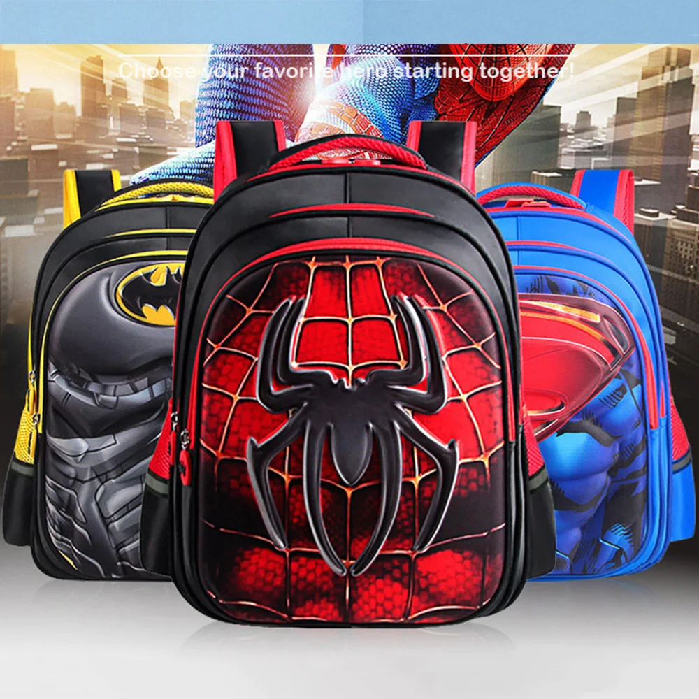 

Iron Man Spider-Man Captain America Children's School Bags Marvel Peripherals Satchel Student Shoulder Bags Backpacks for Boys