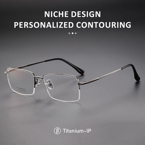 Imagen 2 del producto VICKY, monturas de gafas de titanio ultraligeras Retro simples y nuevas, gafas antiluz azul para hombres, se pueden personalizar con prescripción 18012